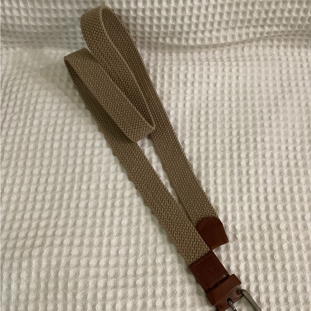 Tommy Bahama Men's Tan Stretch and Leather Belt